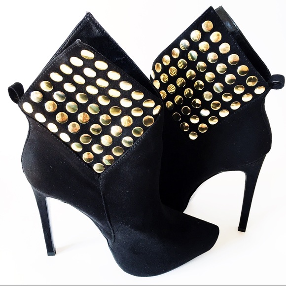 ✨ Shoe Dazzle Black Suede Stiletto Booties 6.5 - Picture 4 of 6